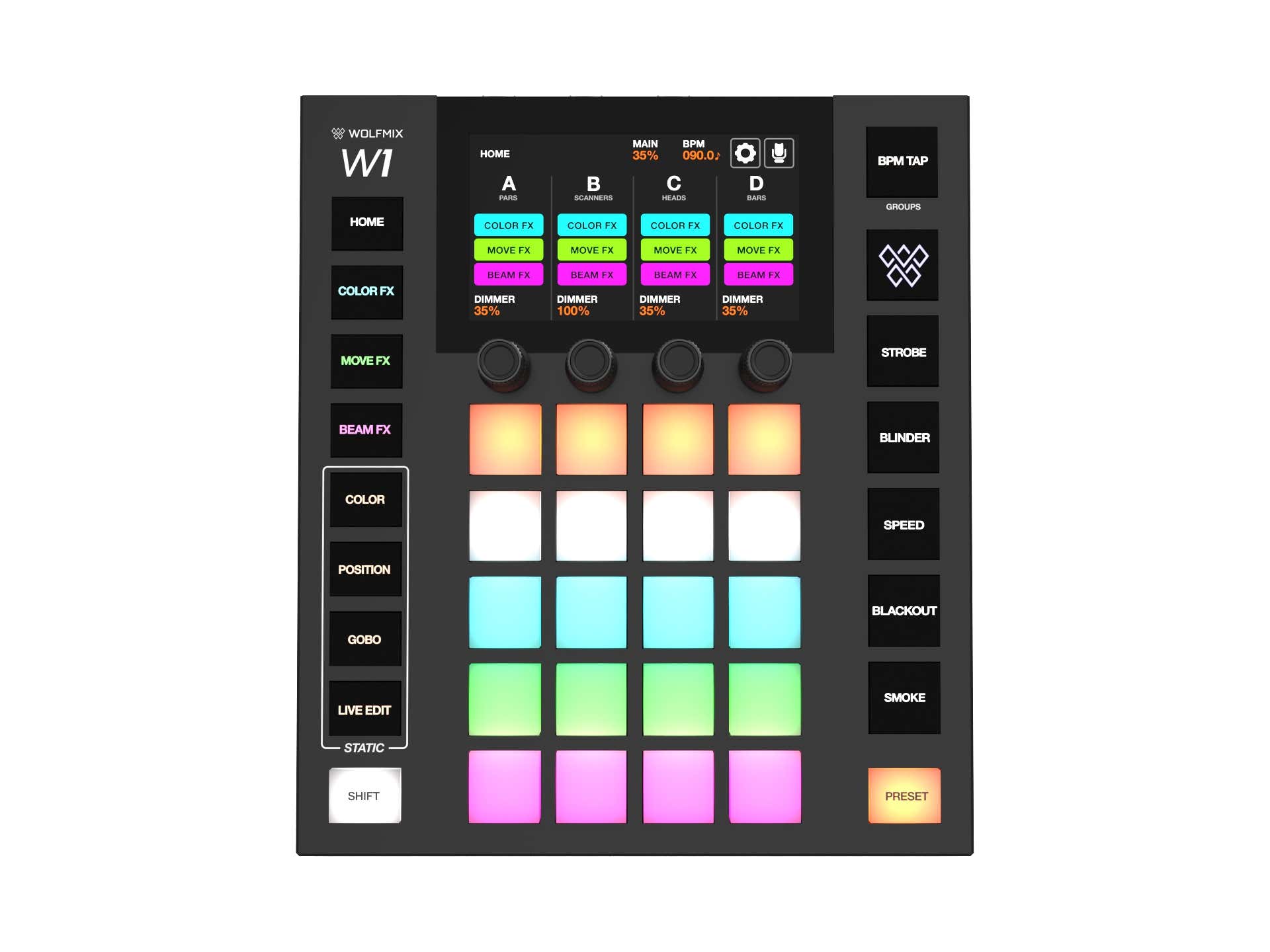 WOLFMIX W1-MK2 Standalone DMX Performance Controller - Wolfmix | Bellalite WOLFMIX W1-MK2 Standalone DMX Performance Controller - Wolfmix | Bellalite