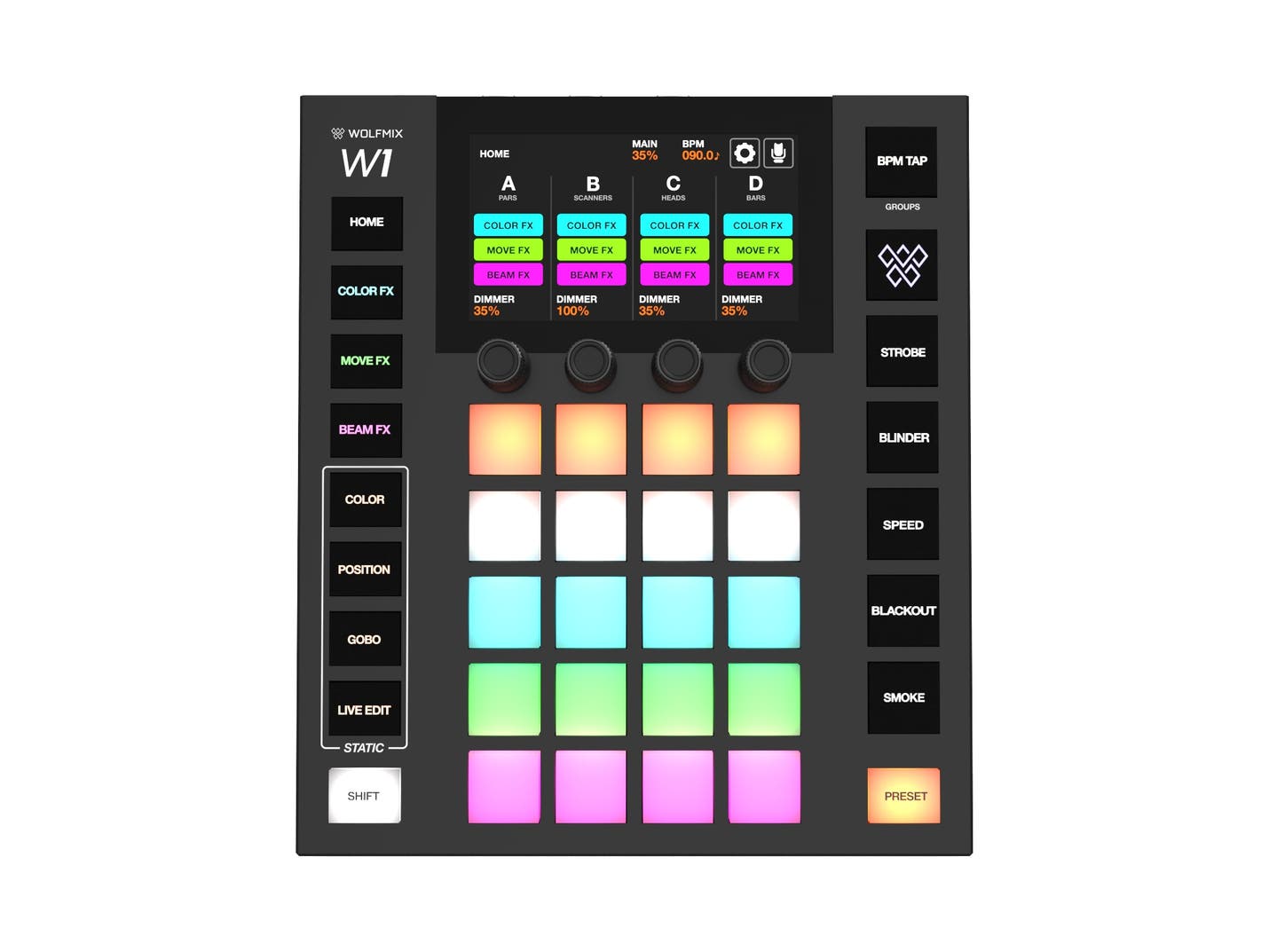 WOLFMIX W1-MK2 Standalone DMX Performance Controller - Wolfmix | Bellalite WOLFMIX W1-MK2 Standalone DMX Performance Controller - Wolfmix | Bellalite