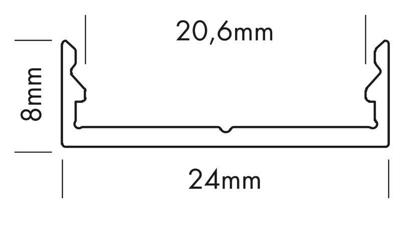 Aluminiumprofil M-Line Extra Low, 3m - PROLED | Bellalite Aluminiumprofil M-Line Extra Low, 3m - PROLED | Bellalite