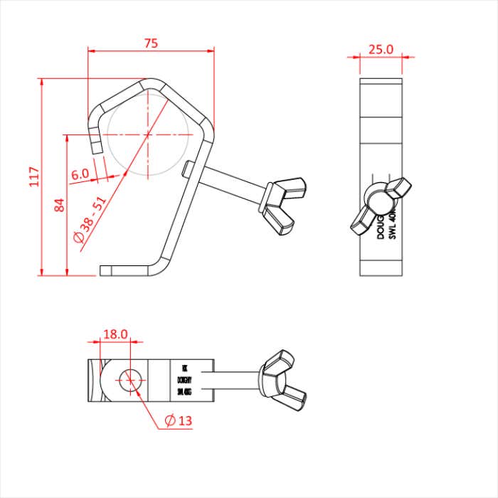 Doughty Hakfäste Universal 20-51mm Svart - Doughty | Bellalite Doughty Hakfäste Universal 20-51mm Svart - Doughty | Bellalite