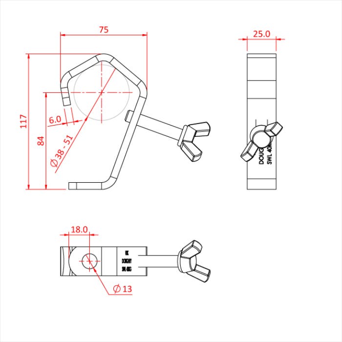 Doughty Hakfäste Universal 20-51mm Svart - Doughty | Bellalite Doughty Hakfäste Universal 20-51mm Svart - Doughty | Bellalite