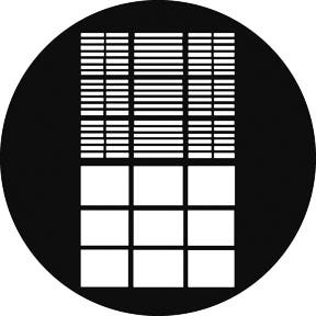 Office Window 4 Metallgobo, E-Size (37,5mm) - Rosco | Bellalite Office Window 4 Metallgobo, E-Size (37,5mm) - Rosco | Bellalite