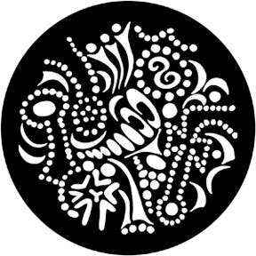 Runyon Squiggles Metallgobo, M-Size (66mm) - Rosco | Bellalite Runyon Squiggles Metallgobo, M-Size (66mm) - Rosco | Bellalite