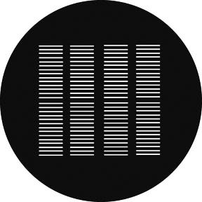 Shutters Metallgobo, A-Size (100mm) - Rosco | Bellalite Shutters Metallgobo, A-Size (100mm) - Rosco | Bellalite