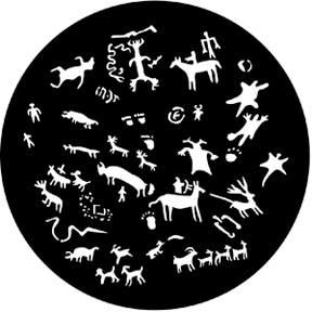 Cave Painting Metallgobo, D-Size (53,3mm) - Rosco | Bellalite Cave Painting Metallgobo, D-Size (53,3mm) - Rosco | Bellalite