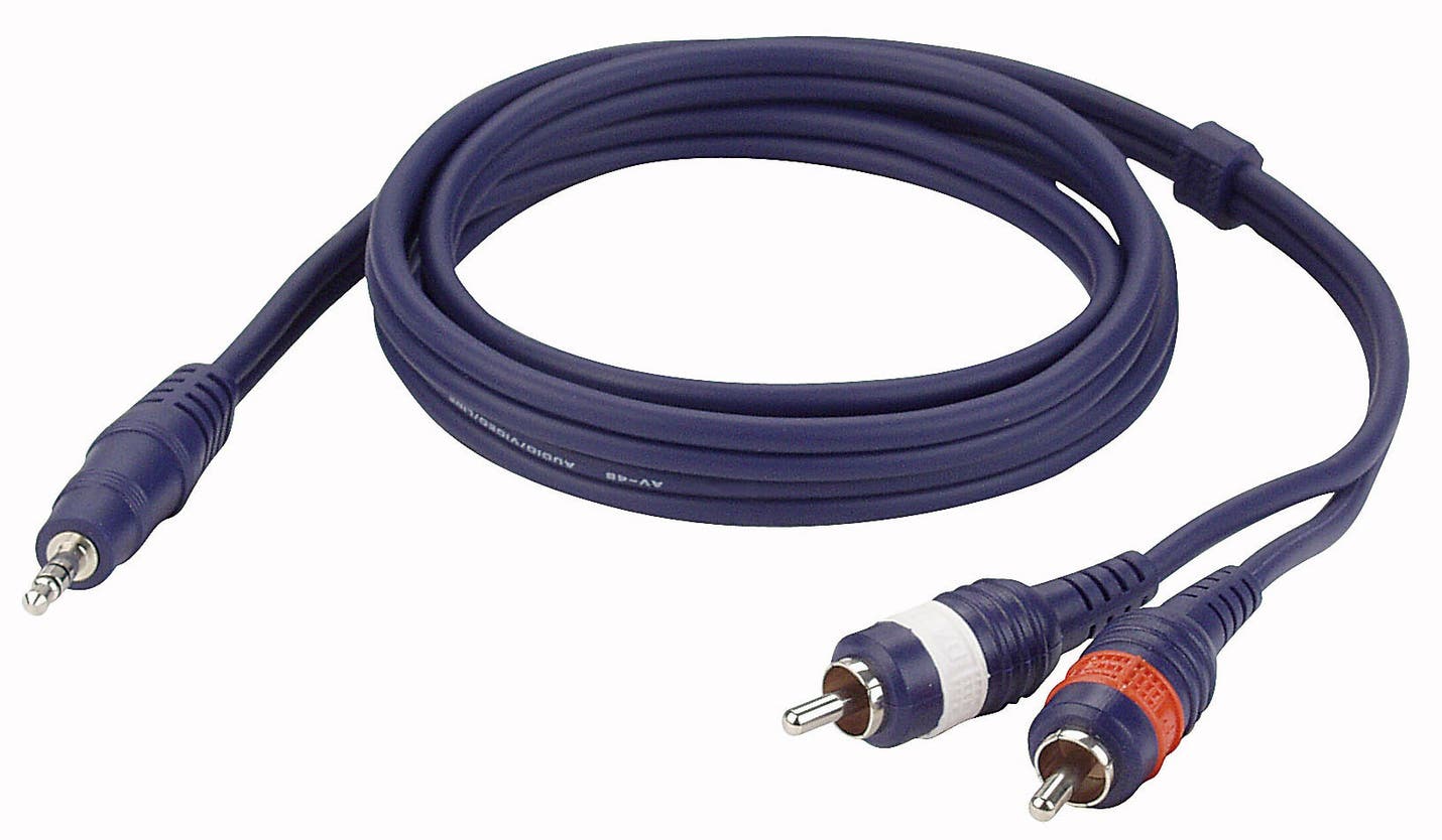 Adapterkabel 1x 3,5mm Stereo - 2x RCA 3m - DAP | Bellalite Adapterkabel 1x 3,5mm Stereo - 2x RCA 3m - DAP | Bellalite