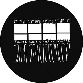 Cafe Curtains Metallgobo, M-Size (66mm) - Rosco | Bellalite Cafe Curtains Metallgobo, M-Size (66mm) - Rosco | Bellalite