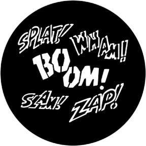 Splat Zap Metallgobo, E-Size (37,5mm) - Rosco | Bellalite Splat Zap Metallgobo, E-Size (37,5mm) - Rosco | Bellalite