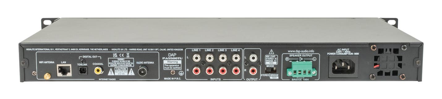 PA-5500TU 500W 100V Amplifier w. Internet Radio - DAP | Bellalite PA-5500TU 500W 100V Amplifier w. Internet Radio - DAP | Bellalite
