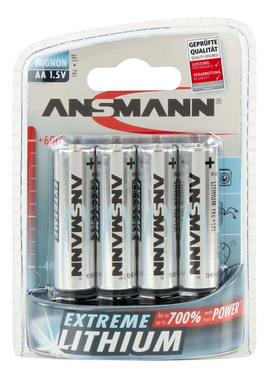 Extreme Lithium Battery AA 4-pack - Ansmann | Bellalite Extreme Lithium Battery AA 4-pack - Ansmann | Bellalite
