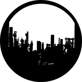Industrial Skyline Metallgobo, B-Size (86mm) - Rosco | Bellalite Industrial Skyline Metallgobo, B-Size (86mm) - Rosco | Bellalite