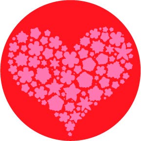 Filled Heart Glasgobo färg, D-size (53,3mm) - Rosco | Bellalite Filled Heart Glasgobo färg, D-size (53,3mm) - Rosco | Bellalite