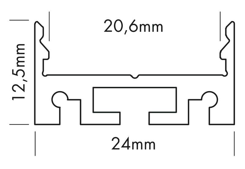 Aluminiumprofil M-Line Extra Low 24, 2m - PROLED | Bellalite Aluminiumprofil M-Line Extra Low 24, 2m - PROLED | Bellalite