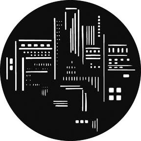 City Scene Metallgobo, B-Size (86mm) - Rosco | Bellalite City Scene Metallgobo, B-Size (86mm) - Rosco | Bellalite